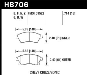 Chevrolet Sonic Brake Pads - Front - Hawk Performance - HP Plus Compound - 2012